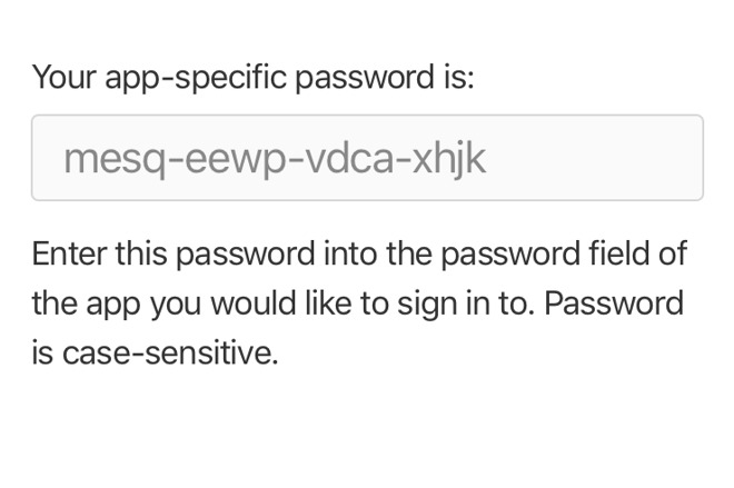 adding app specific password for mac office