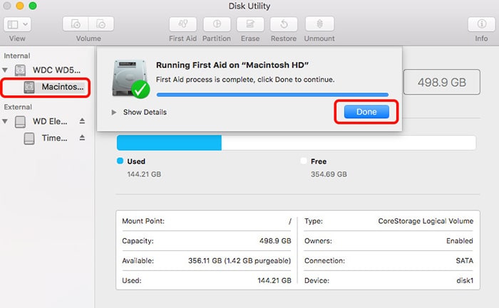 what is the yelloy bar under disk utility for mac